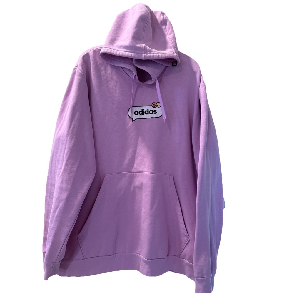 Adidas Men's Sweatshirt Emoji Hoodie Smiley Face Size Small Purple Pink 2XL - Picture 1 of 14